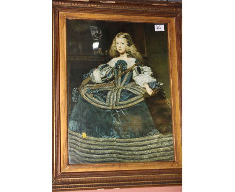 After the Old Master, portrait of a regal little girl, coloured print. Framed and glazed. 