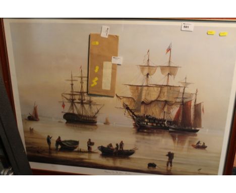 After M. Whitehand, 'Calm on the Humber', coloured print. Framed and glazed, Ltd edition 11 of 200.