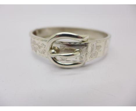 A Victorian silver buckle bangle, Birmingham 1884