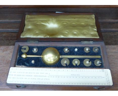 A Sikes hydrometer, cased