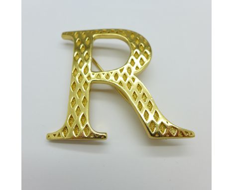 A large Christian Dior initial R brooch