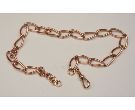 A nine carat gold rose gold albert chain, 45.2g, 39cm long