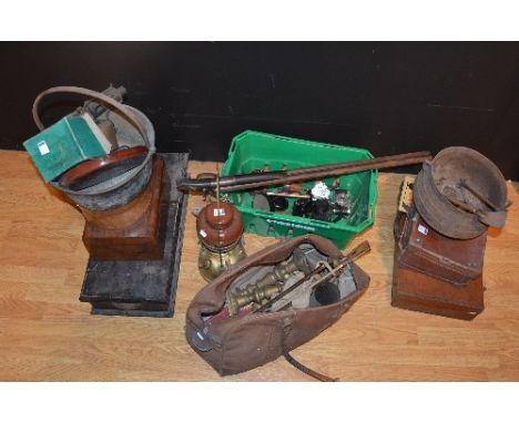 A mixed lot of collectables, to include Tilley gas lamp, turned wooden box, rosewood sewing box, vintage Zeiss ikon camera, v