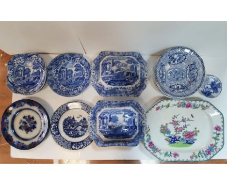 Fine Victorian meat plate together with 2 superb B&W lidded tureens and various antique B&W plates (Qty)All appear to be in g