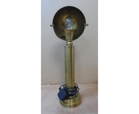 Unusual brass table lamp with swivel domed shade,56 cm tall 