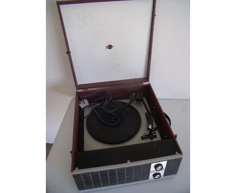 Marconi Model No 4044 Series 13818 travelling record player with retro occasional table stand 