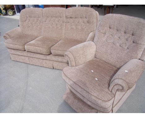 Quality two piece suite comprising of 3 seat sofa and matching reclining armchair (by Vale Upholstery Ltd) 