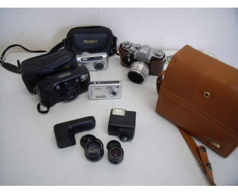 Selection of various vintage cameras, cine cameras etc including a Zenit 3M 