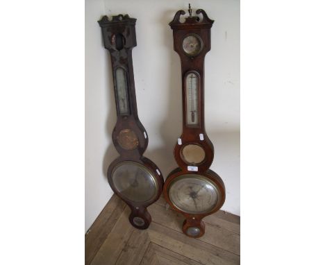19th C rosewood wall barometer and another similar by A. Cattaneo, Malton (both A/F) 