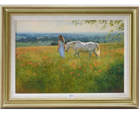 Tony Sheath (b.1946)''The Poppy Field''Signed, oil on canvas , 39.5cm by 59.5cm  Very light surface dirt. Very slight stretch