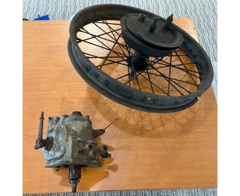 Velocette KSS rear wheel complete, and gearbox