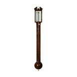 Y A GEORGE III MAHOGANY MERCURY STICK BAROMETER
