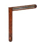 A FINE AND RARE GEORGE II YEW AND WALNUT MERCURY ANGLE BAROMETER