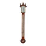 A FINE GEORGE II/III MAHOGANY MERCURY STICK BAROMETER WITH LARGE SCALE THERMOMETER