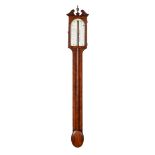 A RARE GEORGE III SCOTTISH CHEVRON-EDGED MAHOGANY MERCURY STICK BAROMETER