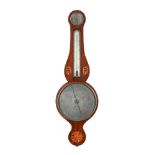 A FINE AND RARE GEORGE III SCOTTISH INLAID MAHOGANY MERCURY WHEEL BAROMETER WITH TWELVE-INCH DIAL