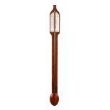 A SCOTTISH GEORGE III CHEVRON-EDGED MAHOGANY MERCURY STICK BAROMETER