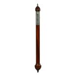 A FINE EARLY VICTORIAN SCOTTISH MAHOGANY BOWFRONTED MERCURY STICK BAROMETER