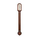 Y A GEORGE III MAHOGANY MERCURY STICK BAROMETER