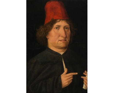 Flemish School. 15th - 16th century. In the Italian renaissance taste."Portrait of a man"Oil, probably on paper, and applied 