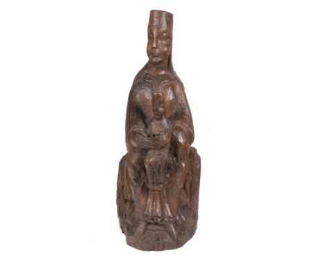 "Seat of Wisdom (Sedes Sapientiae)". Carved wooden sculpture.  Romanesque. 12th century.65,5 x 25 x 23 cm.This image could ha