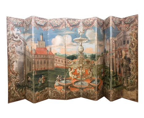 Colonial School. Probably from the Viceroyalty of Peru. Last quarter of the 18th century.Folding screen. Oil on canvas. Open 