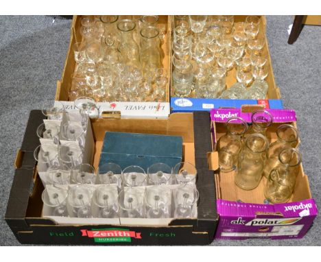~ A large quantity of assorted drinking glasses and an extensive Royal Porcelain dinner and tea service 