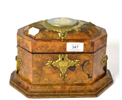 A Victorian burr walnut tea caddy 