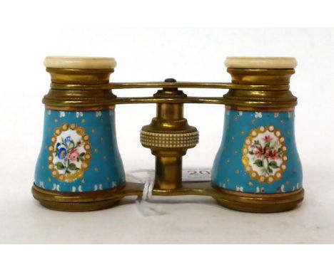 * A pair of French enamel opera glasses 