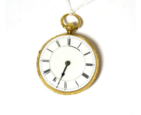 An 18ct gold open faced pocket watch, signed Thos Yates, Preston, 1849, fusee lever movement signed and numbered 1256, diamon
