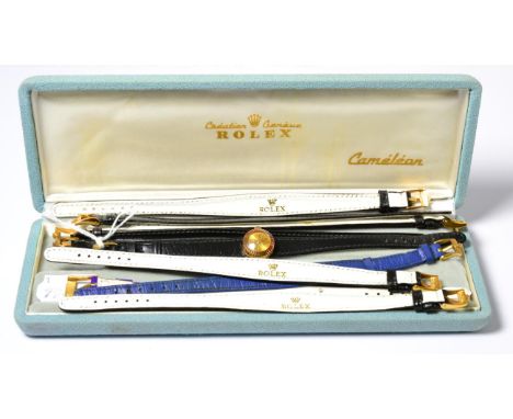 A lady's 18ct gold wristwatch, signed Rolex, model: Cameleon Orchid, ref: 2059, circa 1960, (calibre 1401) lever movement sig