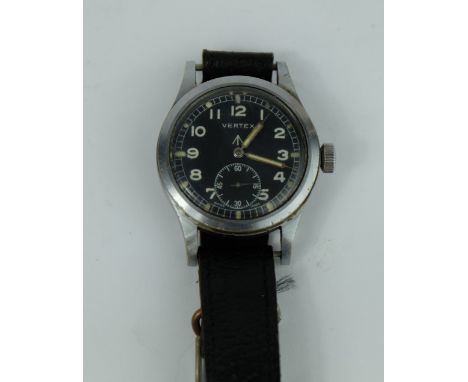 Vertex military wristwatch, marked to back with broad arrow mark and www A11356