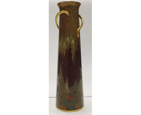 Carltonware large Rouge Royale two handled vase decorated with Herons& trees, height 46cm