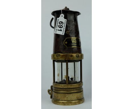 J.H.Naylor Wigan  Miners Safety Lamp stamped 524 to base