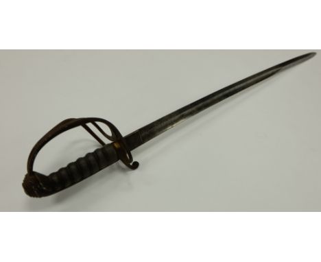 1821 pattern British Troopers light cavalry officers sword, the blade etched with Staffordshire Volunteer Artillery in origin