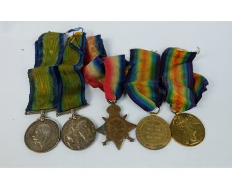 A group of medals awarded to 12722 CPL R Davies Shropshire L I comprising 1914-1915 Star, The Victory medal and British War M