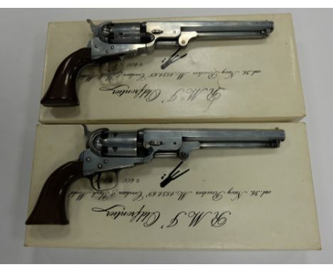 A pair of replica R M J Oldfrontier Navy Revolvers, Cal .36. Civilian & Yank model, both boxed  (2)