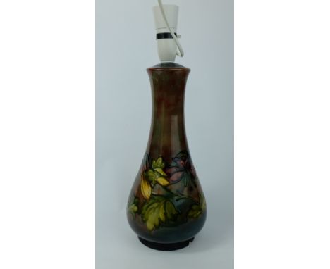 Moorcroft Flambe lamp base decorated in the Columbine design, height 31cm