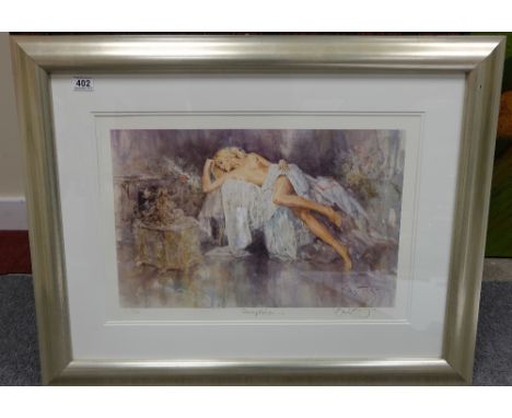 Gordon King, limited edition print " Seraphina" signed by artist 2001 with certificate of authenticity in frame, 89 x 71cm