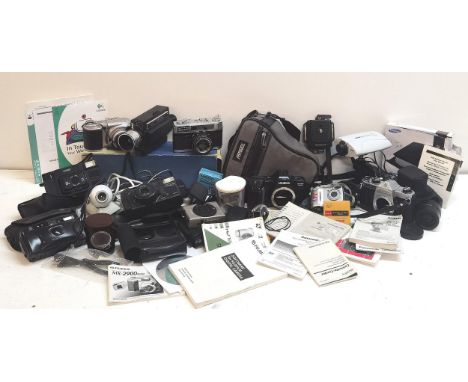 Mixed cameras and accessories to include Pentax and Minolta 
