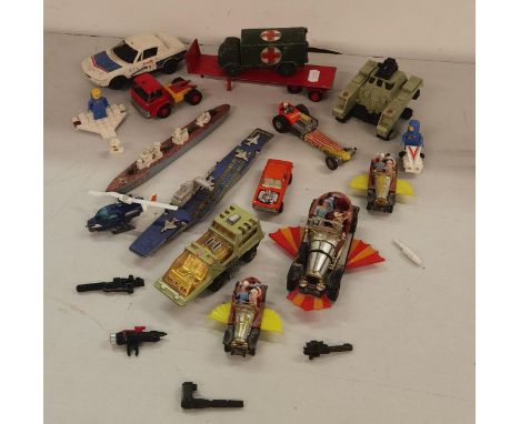 A mixed lot of toys to include a Corgi Chitty Chitty Bang Bang, and two smaller Hurshy Chitty Chitty Bang Bang toy cars with 