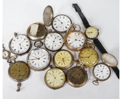 A lady's marcasite set wrist watch, a 935 standard wrist watch and a small quantity of assorted pocket watches, including 900