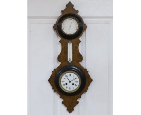 A French barometer with clock, 65cm high