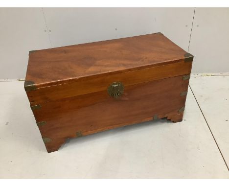 A Chinese brass mounted camphorwood trunk, width 93cm, depth 45cm, height 50cm