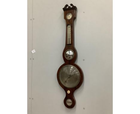 A 19th century Jacob Eames of Bath rosewood wheel barometer, height 96cm