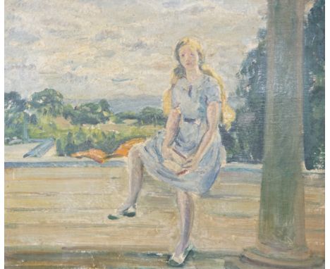 Paula Montford, oil on canvas board, Portrait of Letitia Edith Montford, unsigned, details verso, 38 x 45cm