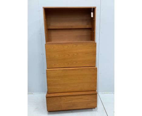 A mid century Beaver and Tapley teak four section ladder wall unit, width 84cm, combined height 173cm