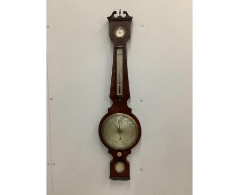 A 19th century Bugden of Covent Garden mahogany wheel barometer, height 100cm