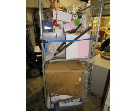 A METAL CAGE OF ASSORTED LIGHTING - NOTE CAGE NOT INCLUDED