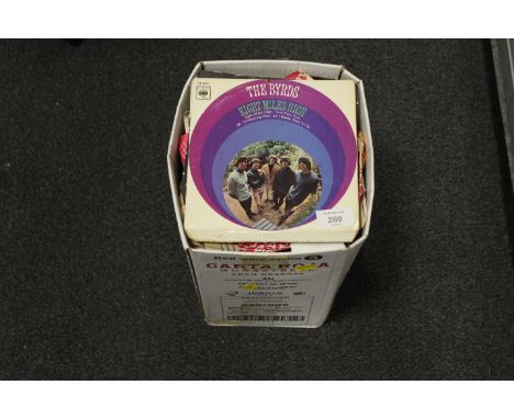 A COLLECTION OF VINTAGE 7 " SINGLE RECORDS TO INCLUDE THE BEATLES, THE BYRDS ETC